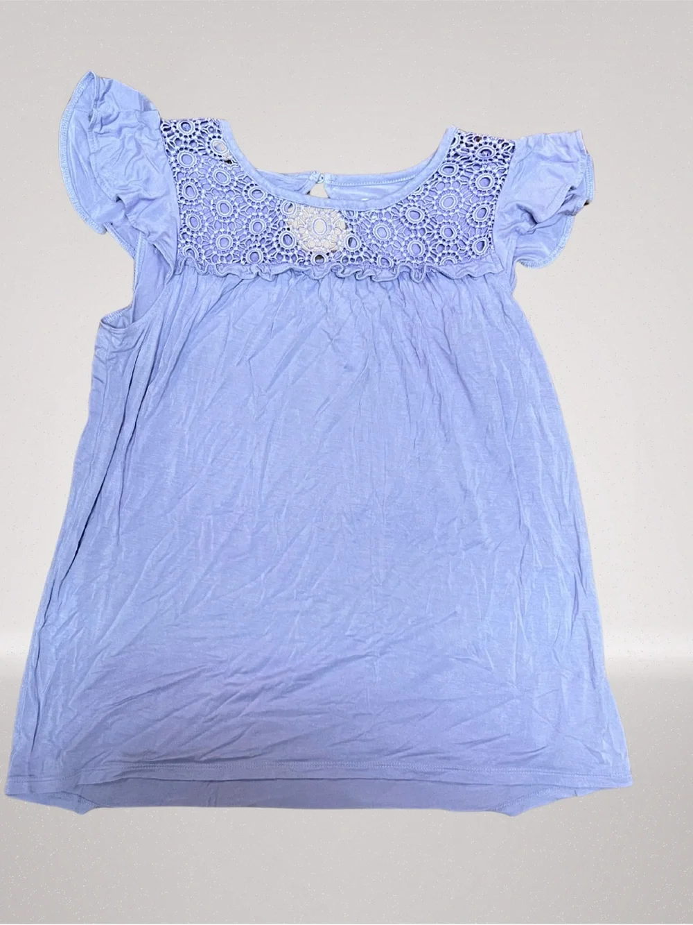 Old Navy Girls Lavender Eyelet Flutter Sleeve Top Size 10/12 Large